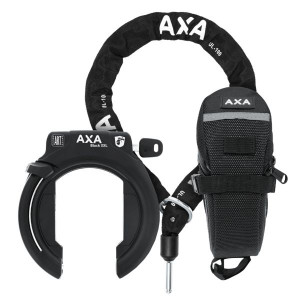 Axa Block XXL Ringschloss mit ULC100 Einsteckkette und Satteltasche